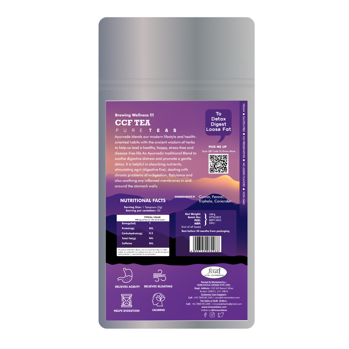 Innoveda Ayurvedic Digestion CCF Tea - 100 gms